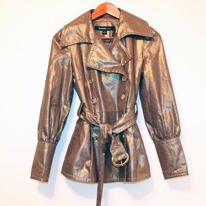 Laundry by Design Gold Metallic Belted Jacket Size
